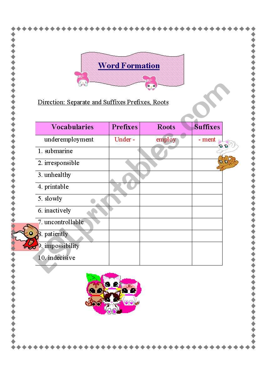 Word Formation[Prefixes, Roots and Suffixes] **KEY INCLUDED**